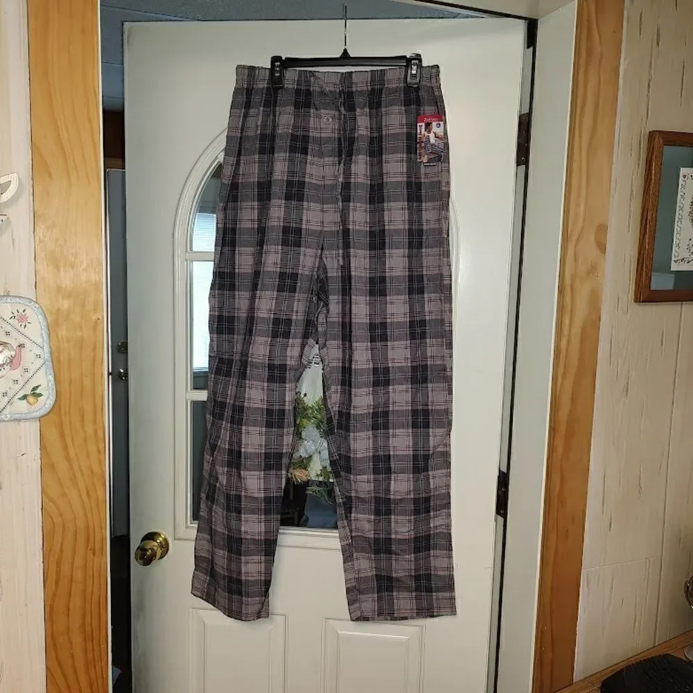 New 7 Apparel Gray Plaid Woven Lounge Pants Men's XL